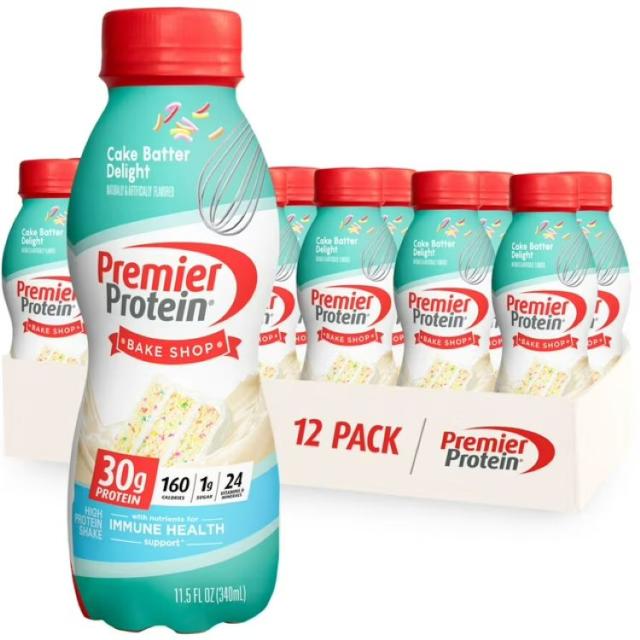 お取り寄せ プレミアプロテイン シェイク ケーキバッターディライト たんぱく質30g 340mL 12本 Premier Protein Shake, Cake Batter Delight, 30g Protein, 11.5 fl oz, 12 Ct