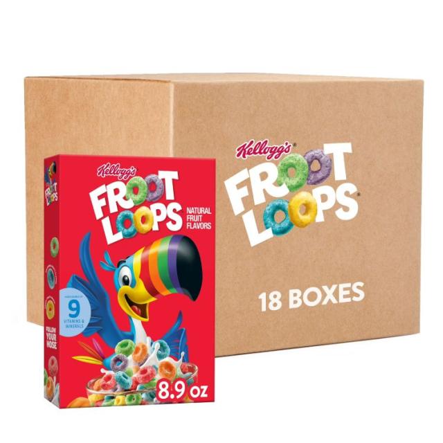 お取り寄せ ケロッグ フルーツループ 朝食用シリアル 252g 18箱セット Kellogg's Froot Loops Breakfast Cereal 8.9 oz 18 pack