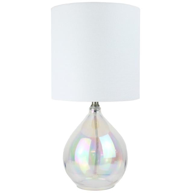 お取り寄せ 【ウォルマートブランド】メインステイズ イリディセント ガラステーブルランプ 約41cm Mainstays Iridescent Glass Lamp with White Shade, 16inchH
