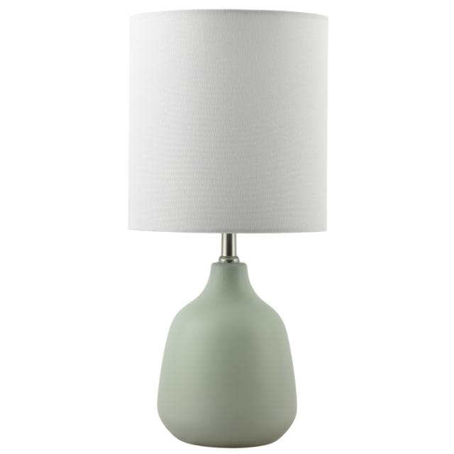 お取り寄せ 【ウォルマートブランド】メインステイズ セラミック テーブルランプ 約41cm セージ Mainstays 16inch Sage Ceramic Table Lamp with White Linen Shade