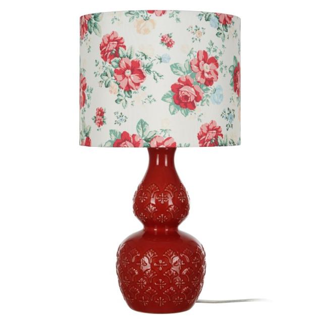 お取り寄せ パイオニアウーマン テーブルランプ レッド LED電球付き The Pioneer Woman Vintage Floral Table Lamp, Red Finish with LED Bulb Included
