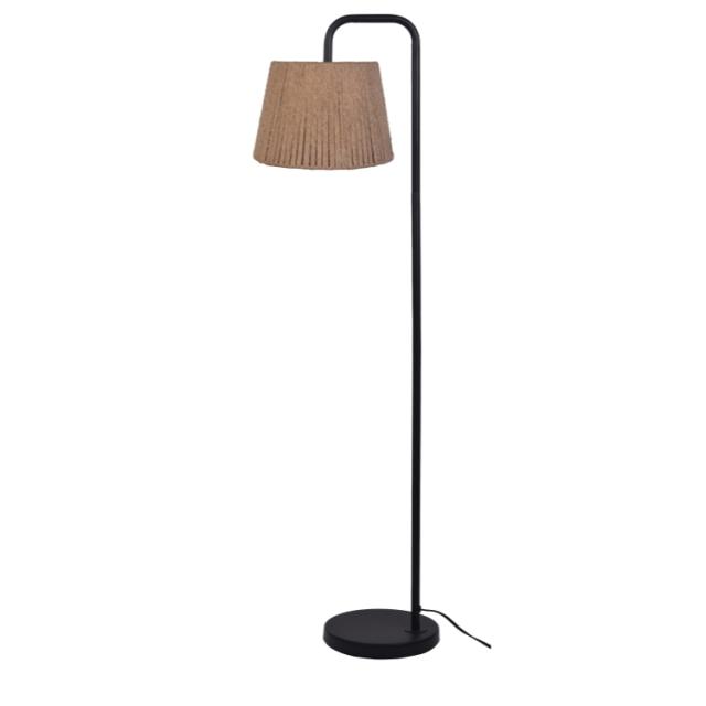 お取り寄せ 【ウォルマートブランド】メインステイズ ロープシェードフロアランプ ブラック Mainstays Black Metal Floor Lamp with Natural Rope Shade for Office and Dorms