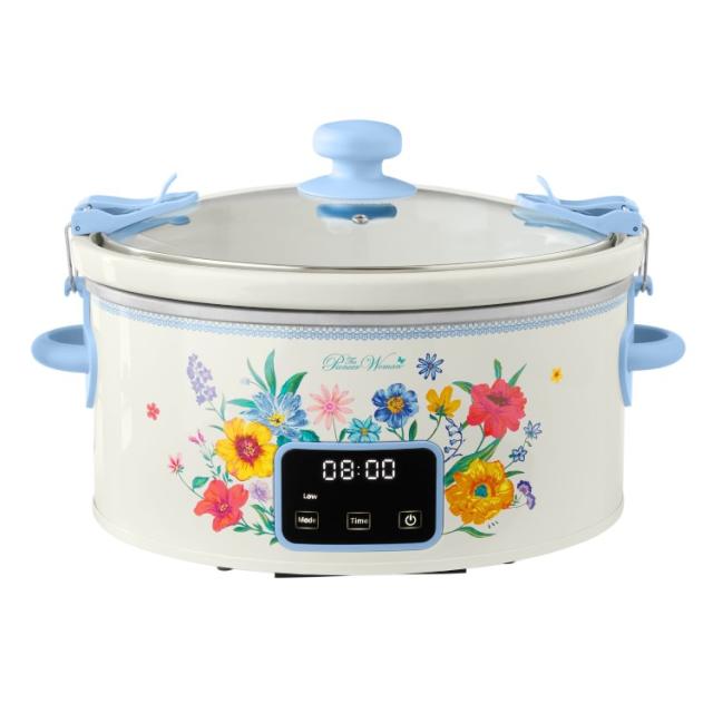 お取り寄せ パイオニアウーマン スロークッカー 6クォート デジタル 蓋ロック式 The Pioneer Woman 6-Quart Slow Cooker, Locking Lid, Digital, Brilliant Blooms