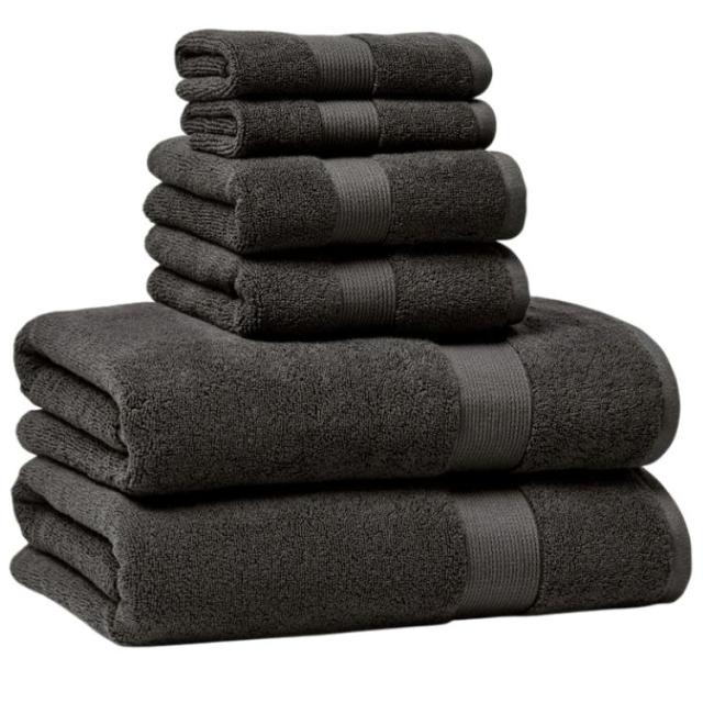 お取り寄せ 【ウォルマートブランド】ベターホームズ＆ガーデンズ タオルセット 6点セット グレー Better Homes &amp; Gardens Signature Soft Solid 6 Piece Towel Set,Gray Shadow