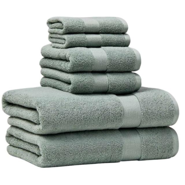 お取り寄せ 【ウォルマートブランド】ベターホームズ＆ガーデンズ タオルセット 6点セット グリーンリバー Better Homes &amp; Gardens Signature Soft Solid Cotton 6 Piece Bath Towel Set,Green River