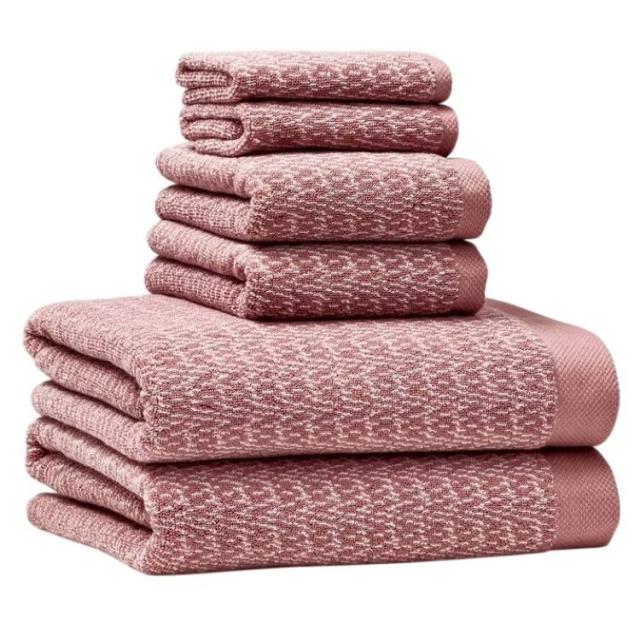 お取り寄せ 【ウォルマートブランド】ベターホームズ＆ガーデンズ タオルセット 6点セット ローズ Better Homes &amp; Gardens Signature Soft Cotton Melange 6 Piece Bath Towel Set,Old Rose