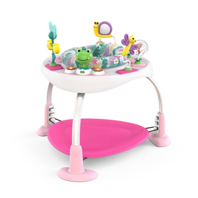お取り寄せ ブライトスターツ バウンスバウンスベビー 2イン1ジャンパー＆テーブル ピンク 6か月以上 Bright Starts Bounce Bounce Baby 2-in-1 Jumper & Table Pink 6M+