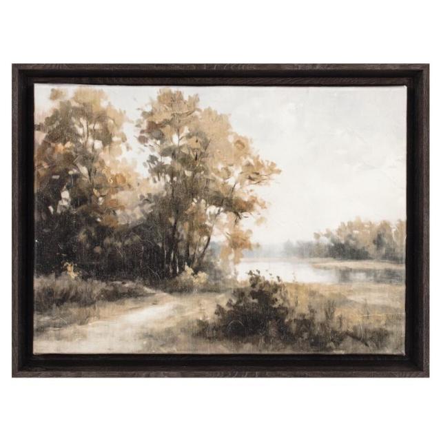 お取り寄せ マイテキサスハウス フレームアート 池の風景 約41×30cm My Texas House By The Pond Framed Art 16x12