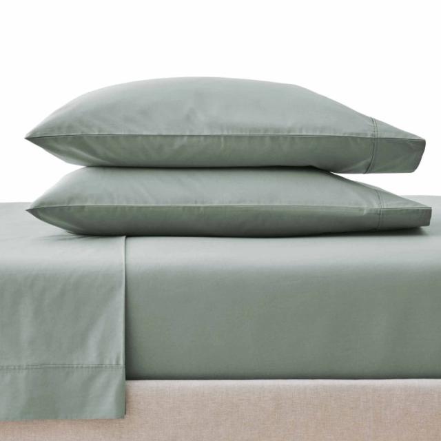 お取り寄せ 【ウォルマートブランド】ベターホームズ＆ガーデンズ ベッドシーツセット 4点セット クイーン Better Homes &amp; Gardens Cool &amp; Crisp 4-Piece 300 Thread Count Green River Cotton Percale