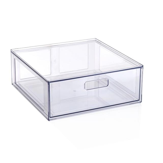 お取り寄せ 【ウォルマートブランド】メインステイズ 引き出し式クリア収納ケース 大サイズ Mainstays Clear Glossy Plastic Pull-Out Closet Drawer Large Size, Adult Size