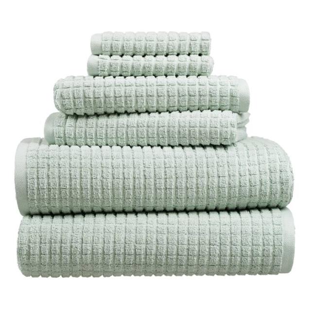 お取り寄せ ホテルスタイル タオルセット 6点 エジプト綿 ソフトシー Hotel Style 6-Piece Egyptian Cotton Textured Bath Coordinate Towel Set, Soft Sea
