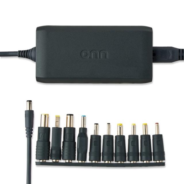 お取り寄せ オン ノートPC用充電器 90W 交換チップ10種 約3m グレー onn 90W Laptop Charger with 10 Interchangeable Tips, 10ft Power Cord, for HP, Dell, Leno