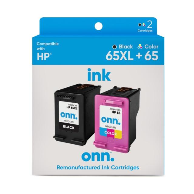 お取り寄せ オン HP65XL 65インクカートリッジ 2個セット ブラック カラー onn HP 65XL/65 Inkjet Printer Cartridges, High Yield Black & Tri-Color, 2 Pack