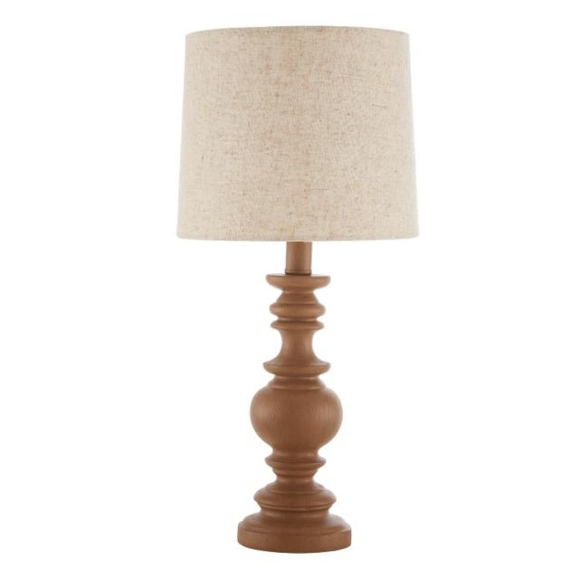 お取り寄せ 【ウォルマートブランド】メインステイズ レジン テーブルランプ 約48cm ブラウン Mainstays Resin Table Lamp with Linen Shade, 18.75-Inch, Brown