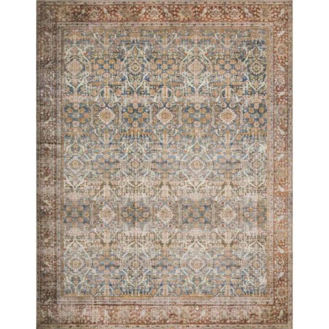 お取り寄せ ロロイ レイラ プリント オリエンタルエリアラグ ブルー・ラスト Loloi Layla Oriental Blue / Rust Printed Area Rug