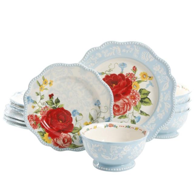 お取り寄せ パイオニアウーマン スウィートローズ 食器セット 12点 The Pioneer Woman Sweet Rose 12-Piece Dinnerware Set 10,805円