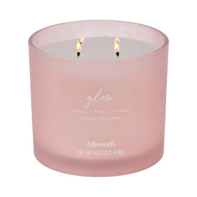 お取り寄せ オールスウェル アロマキャンドル 4芯 バニラ ペア ココナッツ 約1.14kg Allswell Glow (Vanilla + Pear + Coconut) Scented 4-Wick Spa Jar Candle 40.2oz.