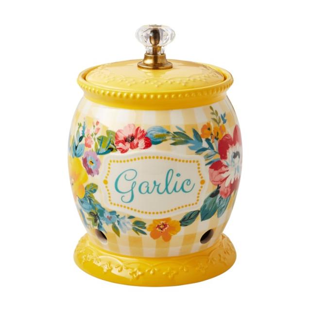 お取り寄せ パイオニアウーマン スウィートロマンス セラミック ガーリックキーパー 蓋付き The Pioneer Woman Sweet Romance Ceramic Garlic Keeper with Lid
