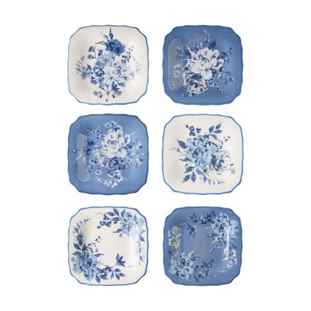 お取り寄せ パイオニアウーマン デリラ ストーンウェア プレート 6枚 ブルー The Pioneer Woman Delilah Stoneware Appetizer Plates, Blue, Set of 6 6,268円