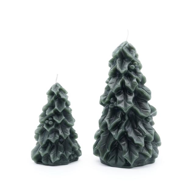 お取り寄せ マイテキサスハウス ツリーキャンドル 無香料 約11cm＆18cm 2本セット グリーン My Texas House Holly Christmas Tree Candles, 4.5inch &amp; 7inch, Unscented, Green, 2 Count