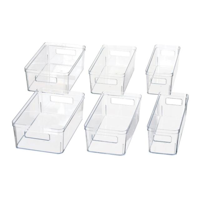 お取り寄せ 【ウォルマートブランド】メインステイズ 冷蔵庫収納ボックス 6点セット クリアプラスチック Mainstays 6-Piece Fridge Storage Bin Set, Clear Plastic