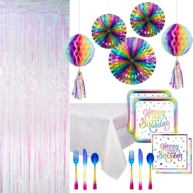 お取り寄せ 【ウォルマートブランド】ウェイトゥセレブレート パーティーデコレーションセット 103点 Way to Celebrate Birthday Decoration Kit, Iridescent Rainbow Multicolor, 103 Pieces, 16 6,986円