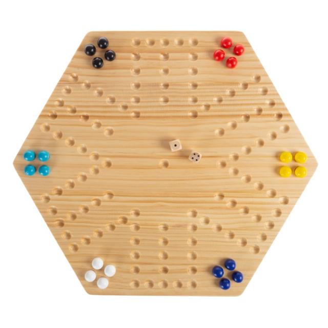 お取り寄せ ヘイ・プレイ クラシック木製 6人用戦略ボードゲーム Hey! Play! Classic Wooden 6-Player Strategy Board Game