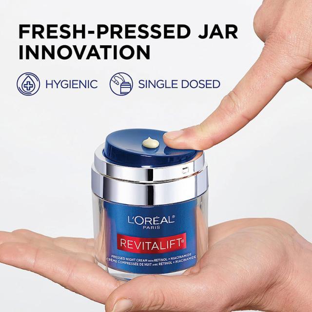 【お取り寄せ商品】ロレアルパリ リバイタリフト プレスド ナイトクリーム 48g (1.7oz) L'Oreal Paris Revitalift Pressed Night Moisturizer スキンケア 保湿クリーム レチノール ナイアシンアミド ヒアルロン酸