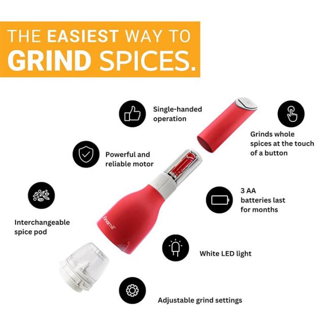 フィナミル 電池式 ペッパーミル&amp;スパイスグラインダー 本体＋付替ポット2個 FinaMill's Award Winning Battery Operated Pepper Mill &amp; Spice Grinder Adjustable Coarseness 電動ミル 粗さ調整可 スパイスミル_4