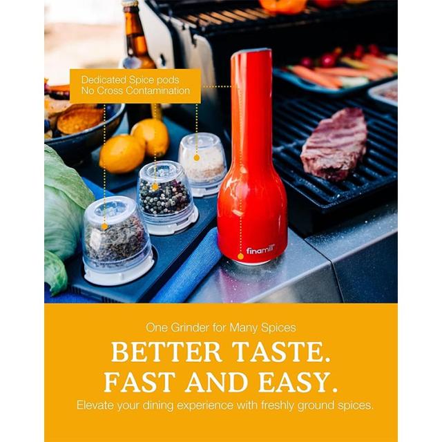フィナミル 電池式 ペッパーミル&amp;スパイスグラインダー 本体＋付替ポット2個 FinaMill's Award Winning Battery Operated Pepper Mill &amp; Spice Grinder Adjustable Coarseness 電動ミル 粗さ調整可 スパイスミル_6