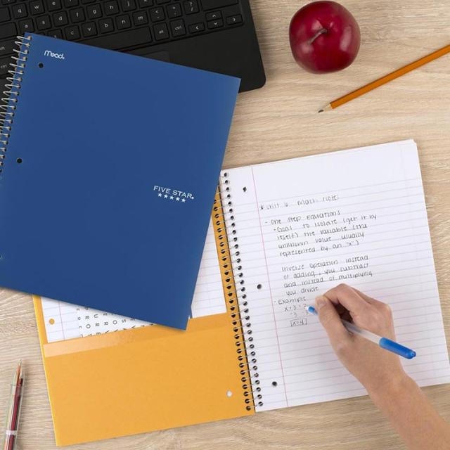 ファイブスター スパイラルノート カレッジ罫線入り 100シート 6冊セット アソートカラー Five Star Spiral Notebooks College Ruled Paper 1教科 学校 学生 勉強 アプリ_3