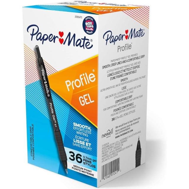 【お取り寄せ商品】ペーパーメイト レトラクタブルボールペン ブラック 36本入り Paper Mate Gel Pen, Profile Retractable Pen, 0.7mm, Black, 36 Count