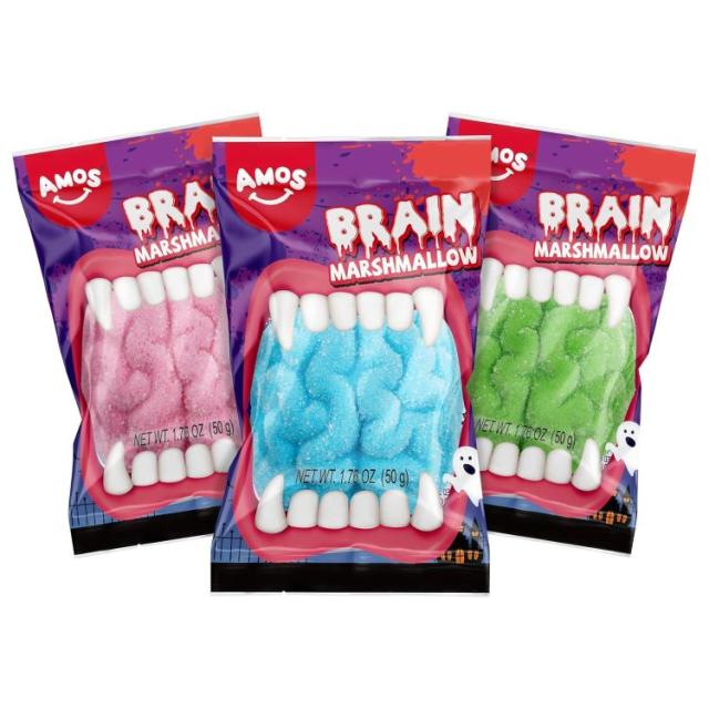 アモス ハロウィングミ ブレインマシュマロ ミックスフルーツフレーバー 3個セット Amos Halloween Gummy Brain Marshmallow, Mixed Fruit Flavors【お取り寄せ商品】【合わせて買いたい】
