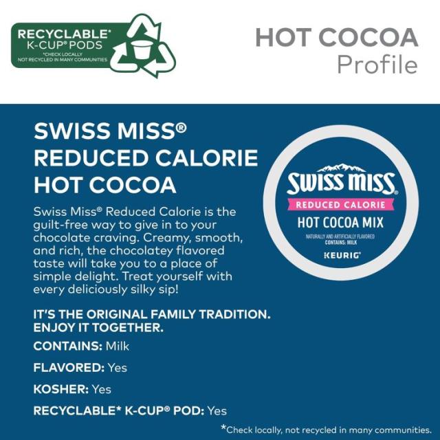 お取り寄せ スイスミス 低カロリー ホットココア キューリグ K-カップ ポッド 60個入り Swiss Miss Reduced Calorie Hot Cocoa, 60 Count_1