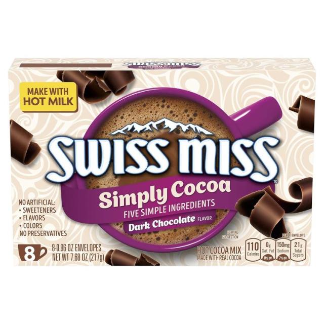 お取り寄せ スイスミス シンプリーココア ホットココアミックス ダークチョコレート味 8個×12箱セット Swiss Miss Simply Cocoa Dark Chocolate Flavor Hot Cocoa Mix