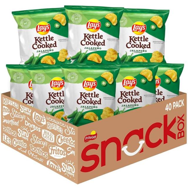 お取り寄せ レイズ ケトル クックド ポテトチップス ハラペーニョ 40袋入り Lay's Kettle Cooked Potato Chips, Jalapeno, 0.85 Ounce (Pack of 40)