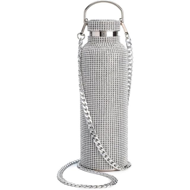 お取り寄せ パリスヒルトン ダイアモンドブリングウォーターボトル ステンレススチール シルバー Paris Hilton Diamond Bling Water Bottle