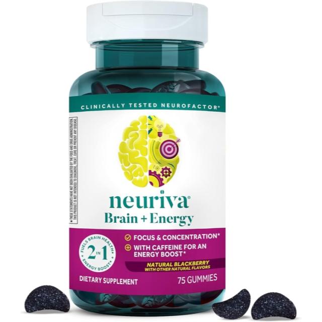 お取り寄せ ニューリバ ブレイン＋エナジー グミ 75粒 ナチュラルブラックベリー味 NEURIVA Brain + Energy Gummies 75ct Natural BlackBerry