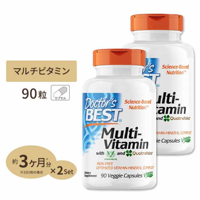 [2個セット]ドクターズベスト マルチビタミン + ビタシャインD3 & クアトレフォリック 90粒 ベジカプセル Doctor's Best Multi-Vitamin w