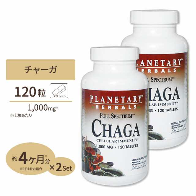 [2個セット] プラネタリーハーバルズ チャーガ 1000mg 120粒 タブレット Planetary Herbals キノコ 茸 カバノアナアタケ オーガニック ヘ