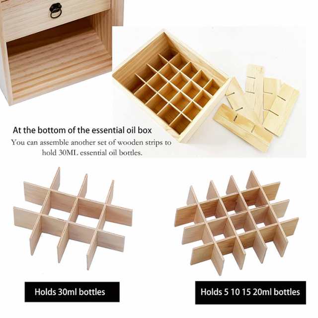 エッセンシャルオイルボトル収納ボックス 60本収納可能 Essential Oil Bottles Storage for 60 Bottles 5ml 10ml 15ml 20ml 30ml 仕切り