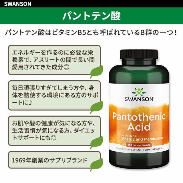 パントテン酸★500mg 250カプセル 2個セット