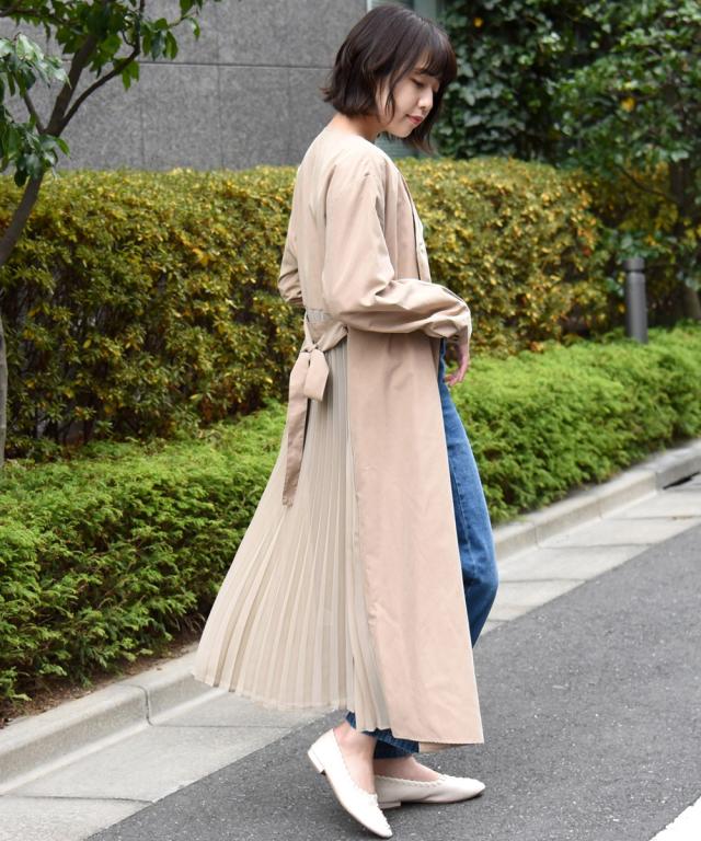 レディース ワンピース 長袖 ロング 大人 きれいめ 羽織 トレンド Vネック マキシ丈 バックプリーツ ガウンワンピース ライトアウターの通販はau Pay マーケット nofall sangoノーフォール サンゴ