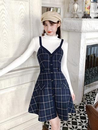 ジャンパースカート レディース オールインワン チェック柄 ワンピース ミニスカート ネイビー シンプル 韓国 カジュアル お出の通販はau Pay マーケット Magnifique
