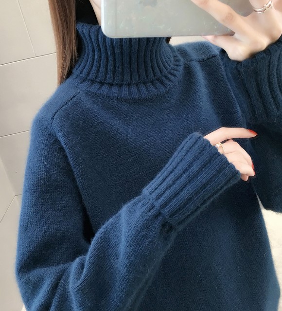 韓国 ファッション レディース 冬 トップス タートルネック 長袖 ニット セーター無地 ブルー ピンク ホワイト オーバーサイズ カジュアの通販はau Pay マーケット Magnifique