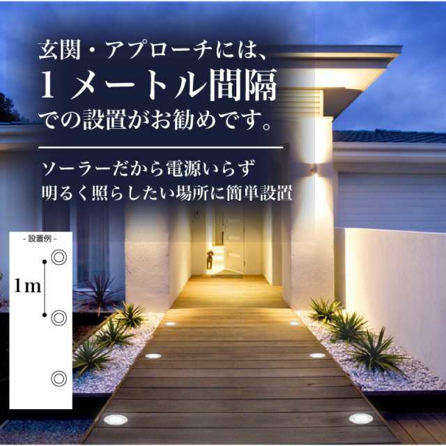 埋め込み式ソーラーライト 6個セット ESL-01/02 屋外 防水 アッパー