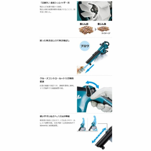 在庫有・即納】 マキタ (makita) ブロワ 18V3.0Ah 充電式ブロワ集じん