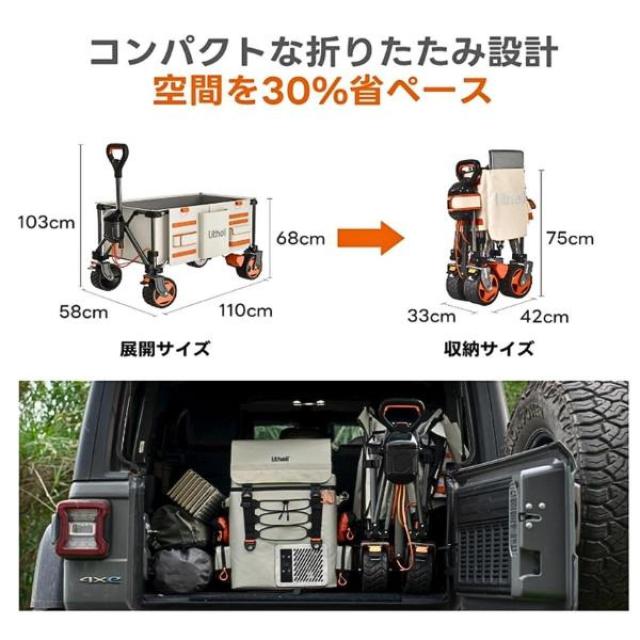 Litheli W2PRO 電動キャリーワゴン 容量150L 耐荷重100kg アウトドア キャップ コンパクト収納_5