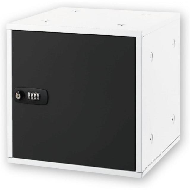 アスカ ロッカー 組立式 収納ボックス スチール製 ダイヤル錠 スタッキング可 SB500BK ブラック お客様組立