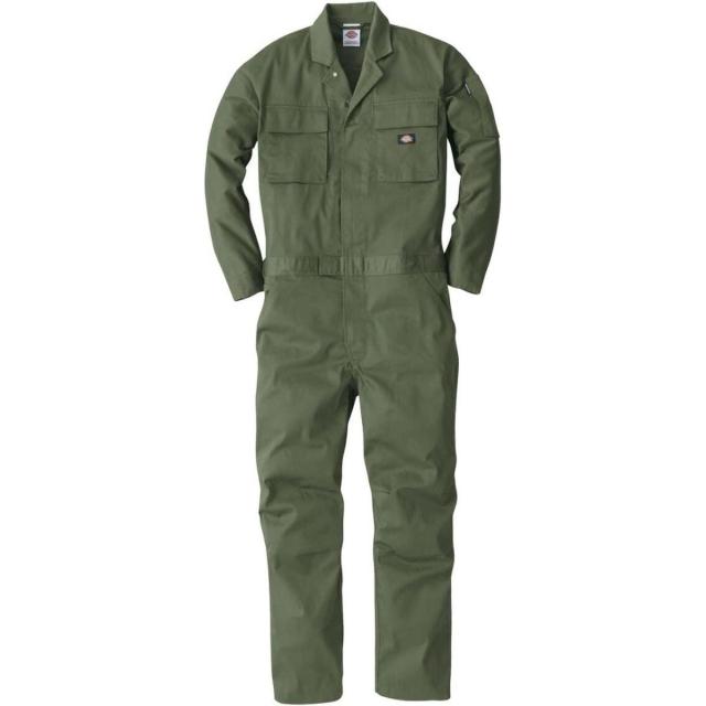 コーコス ディッキーズ Dickies T/Cストレッチツナギ L アーミー LD-766 作業服 作業着 長袖 メンズ レディース つなぎ 作業衣料